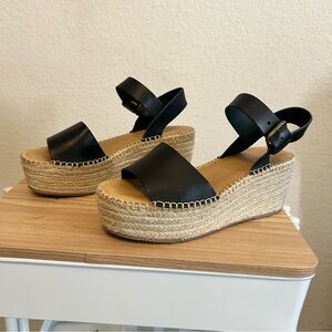 Soludos Black Wedge Platform Espadrilles Size 10